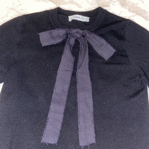 Zara Knit Black Sweater with Bow Detail Size S - Picture 2 of 8